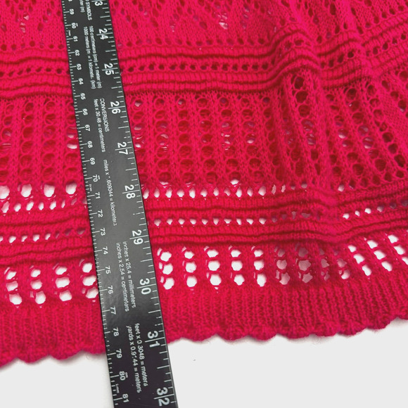 CATHERINES Womens 4X Pink Crochet Short Sleeve Cardigan Open Cover Up Sheer Boho - Picture 6 of 7